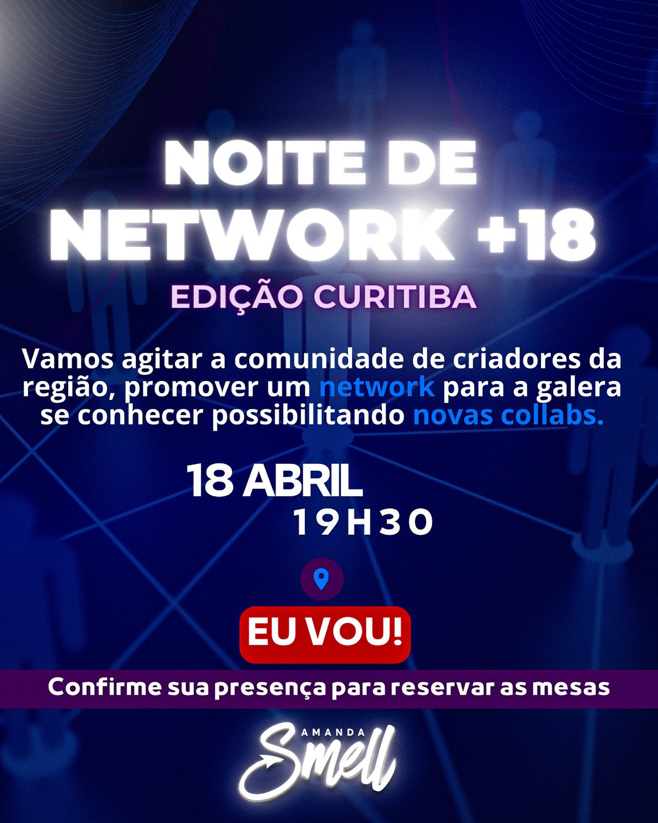 Hey creators de de Curitiba, essa noite de network será dedicada a vocês. Bora? 

Vamos nos reunir, bater um papo, fazer muitas mídias, e o mais importante; viabilizar novas collabs!