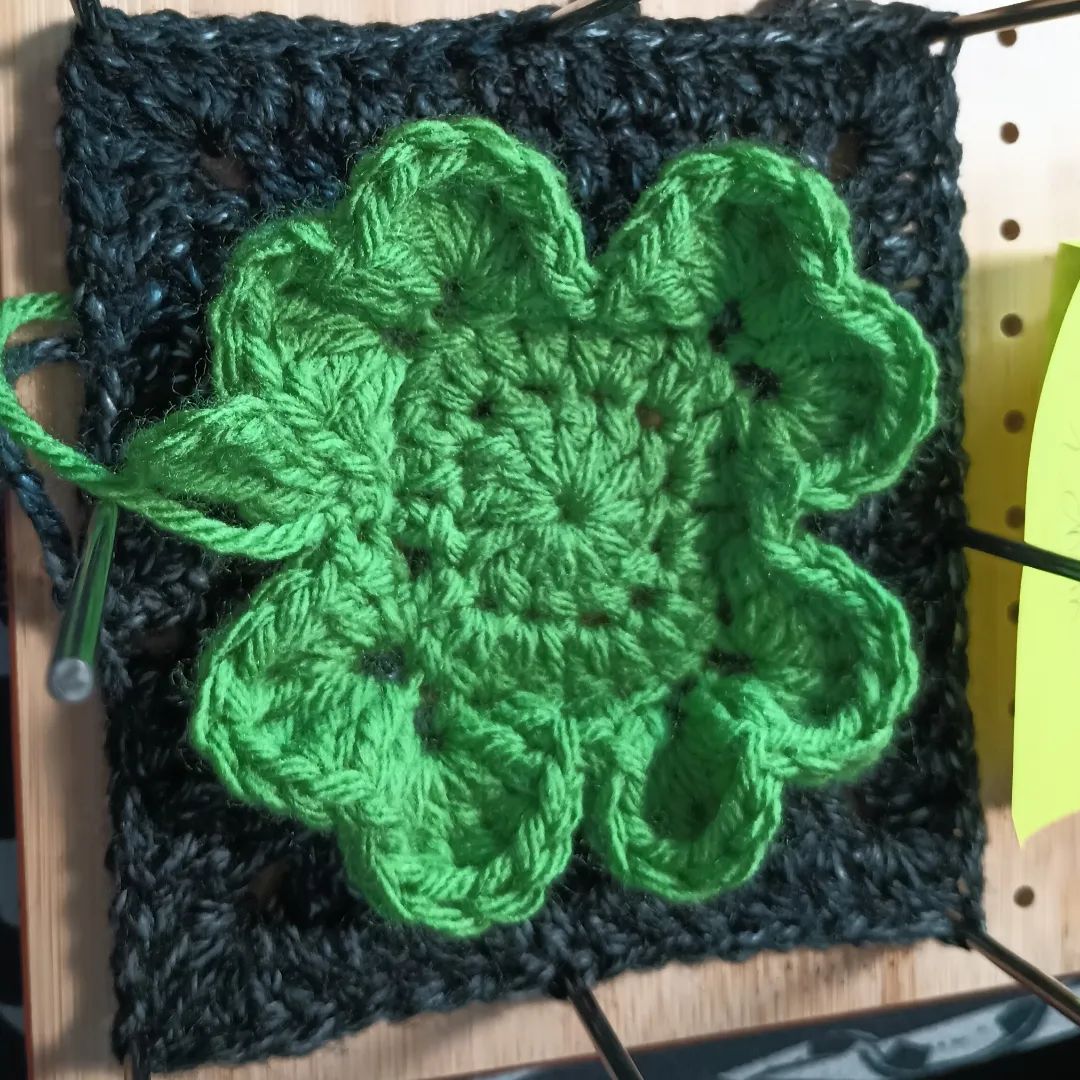 I bought a few patterns and have just gotten around to working on some of the square patterns I got. 

Something #beetlejuice related with the first slide 😅 not sure what yet.
pattern by @paula_in_the_cloud 
Yarn is @hobbylobby I love this cotton

The second slide is me getting ready for St Patrick's day. I'm not sure that I'm happy with the yarn I used for the #shamrock but I think I'm going to do a set of overalls or shorts and a crop. I've been using a lot of cotton to make clothing items so I may switch it up and do acrylic for this. 
Pattern by @torreyatreasures
Yarn is @joann_stores big twist for the outside and a discontinued yarn by @target ( y'all should make more 🧶🧶🧶) for the shamrock

#crocheteveryday #crochetsquare #crochetsquares #crochetaddict #crochetpattern #crochetaddiction #crochetingproject #crochetartist #crochetclothing #kleinsthings #sizehhook #cottonyarn #acrylicyarn #bigtwist #bigtwistyarn #ilovethiscottonyarn #ilovethiscotton #hobbylobbyyarn #joannstores #joanns #wips #wipseverywhere #wip