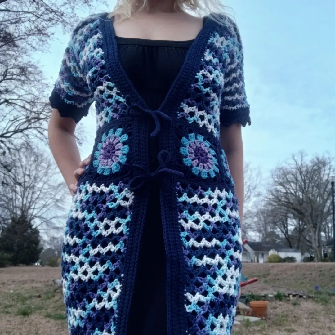 @spiritandthreadcrochet dropped another pattern today and I am truly honored to be one of her testers this time. I have been a follower for a while and I'm sure I own probably half of her patterns at this point. 😅 

I used a combination of yarns for this project. I actually frogged a project I had started in my first year of crocheting that was made out of the moondance colorway by sugar and cream @yarnspirations for the other colors I used a variety of solids from @hobbylobby I love this cotton.

This pattern actually worked up really quickly and I was able to tackle a stitch that I have been scared to use in the 10 years of crocheting I have under my belt, the Solomon's knot. (I did a tutorial earlier this month if you look back at my reels you can catch it 🥰)

Be sure to add this to your pattern library! I can't wait to make another. 

#kleinsthings #patterntesting #spiritandthreadcrochet #cottonyarn #completedwork #crocheter #crochetclothing #crochetpattern #crochetcardigan #crochetloversknot #crochetsolomonknots #crocheteveryday #supportlocalartists #leapday #crochetfashion #slowfashion