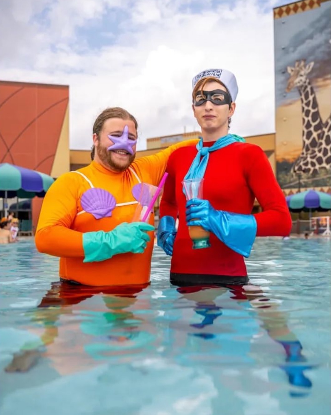 Mermaidman and Barnacle Boy Unite! We’re taking a vacation from fighting EVIL! #mermaidmanandbarnacleboy #spongebob #cosplay #cosplayer #mermaidman #barnacleboy