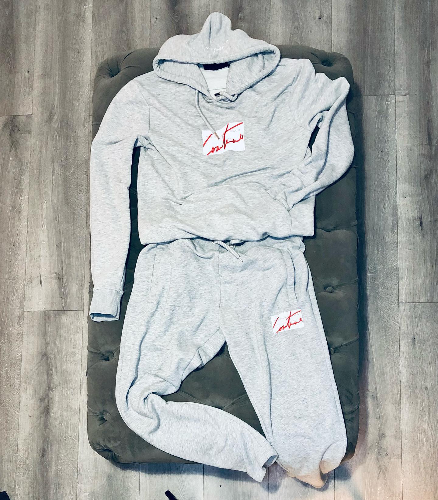 THE COUTURE CLUB GREY JERSEY HOODY TRACKSUIT
Size s