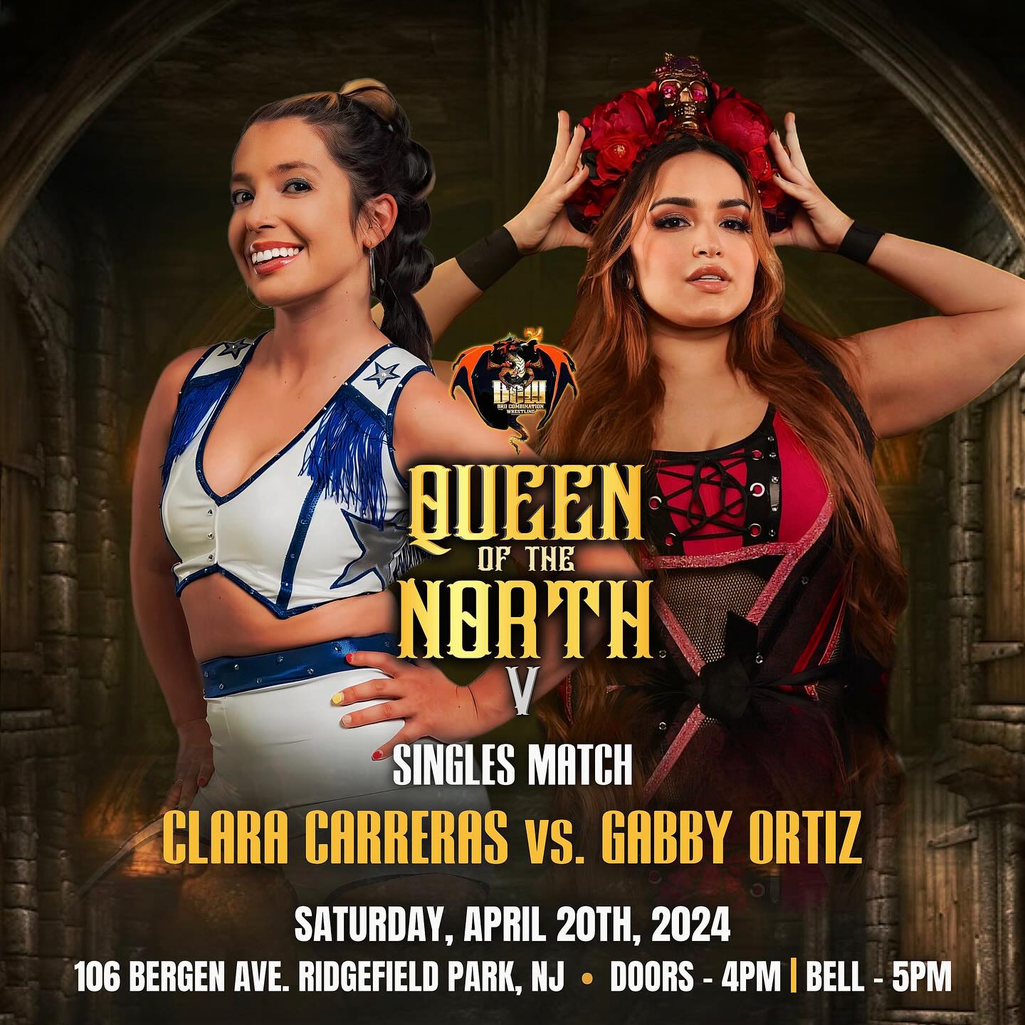 You might want to keep your solar eclipse glasses for this one! Two bright stars go head-to-head at Queen of the North V 🔥😎

@gabbity makes her return to BCW to face the debuting @lachicacarreras! Don’t miss out! Click the link in the bio to get your tickets today 🎟️🔗

#prowrestling #womenswrestling #indywrestling #njwrestling #professionalwrestling #prowrestler #womenswrestler #aew #tnawrestling #wweraw