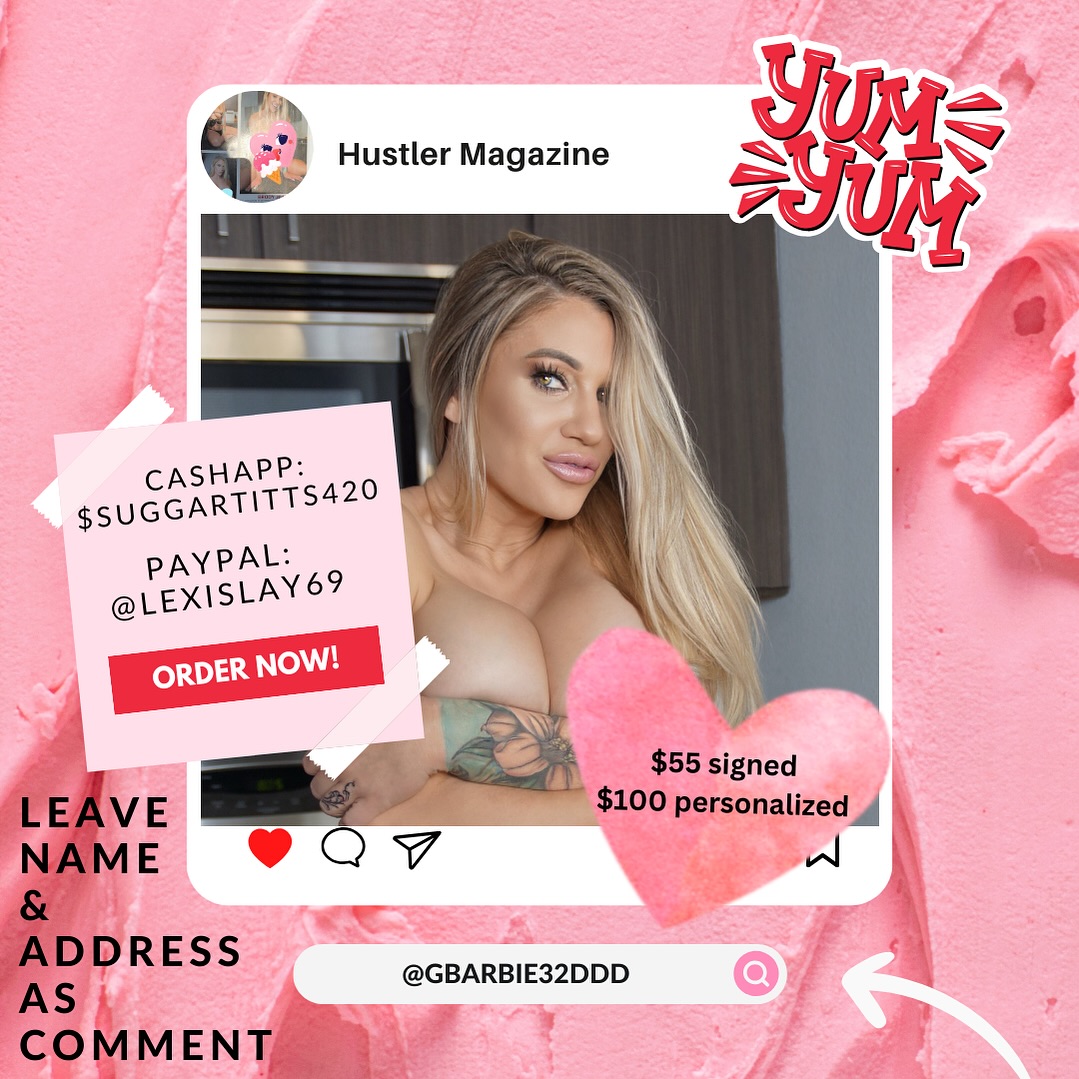 Order the 2024 May edition of Hustler Magazine from me signed or personalized!! Instructions in the picture ❤️ yay! 

@hustlermag_official 

#hustlermagazine #gbarbie32ddd #inkedmodel