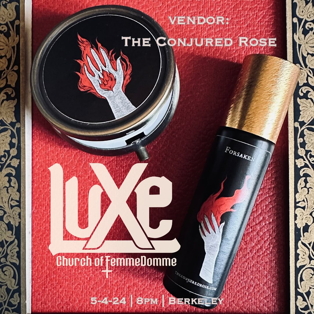 For LuXe on 5/4 we'd like to introduce you to our gorgeous vendors: 

@darkgardencorsetry 
@rootwaterkavabar 
@spice.gear 
@theconjuredrose 

And we will be featuring apparatuses by @thecommunaltoy.⛓🖤✨

We are pleased to announce LuXe: Church of FemmeDomme. Come join us for a night of performances and exquisite Domination.

Whether you are new or familiar with K!nk, we are creating a space for all to come together and experience a vibe and culture like no other. 

With FemmeDommes, go go dancers, and performances, feast your sights and be captivated. Dress to impress. Interact with our Divine performers and purveyors of pain and pleasure. Worship with the divine.

5/4. 8pm. Berkeley.

L!nk in b!0 or DM for more. Don’t miss this. 

Featuring performances by: 
@feralferocious
@alottaboutte
@ivylimieux
@cherryknotties
@divine.deveraux
@edieeve
@vyxenmonroe
@ladyliquid_s
@sasypole
@marivbaby

With @dj_keezy on the tables and @butchcharming as always the Dollar Daddy of our dreams. 

Vending and exhibition by @darkgardencorsetry, @spice.gear, @theconjuredrose,  @thecommunaltoy and @rootwaterkavabar 

DM me for deets or visit visible bios. Private event- means no sales at the door.