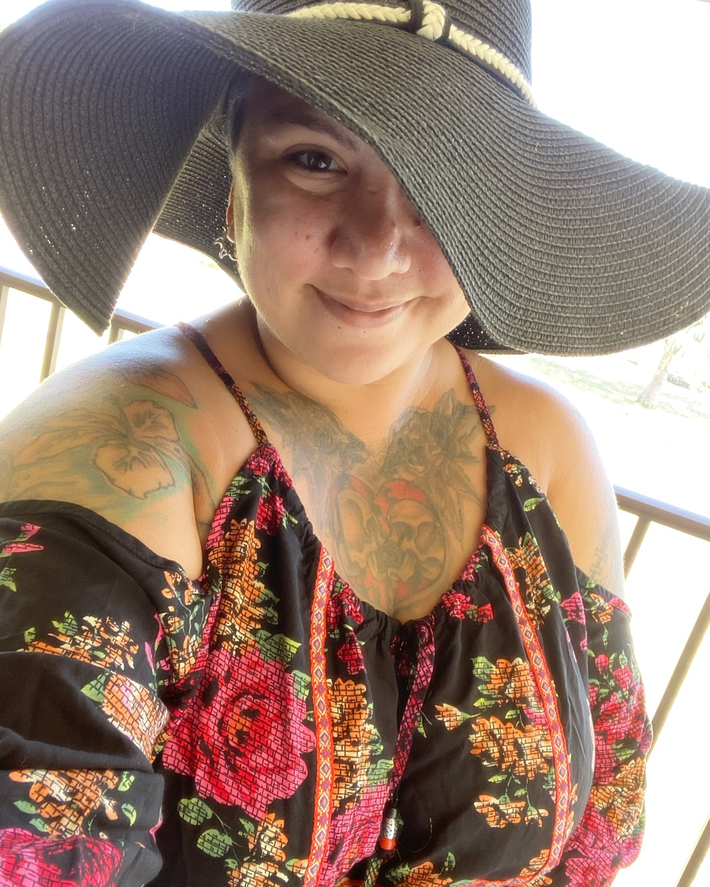 Feeling beautiful, new hat and dress my family sent me and I’m in love with how it came together