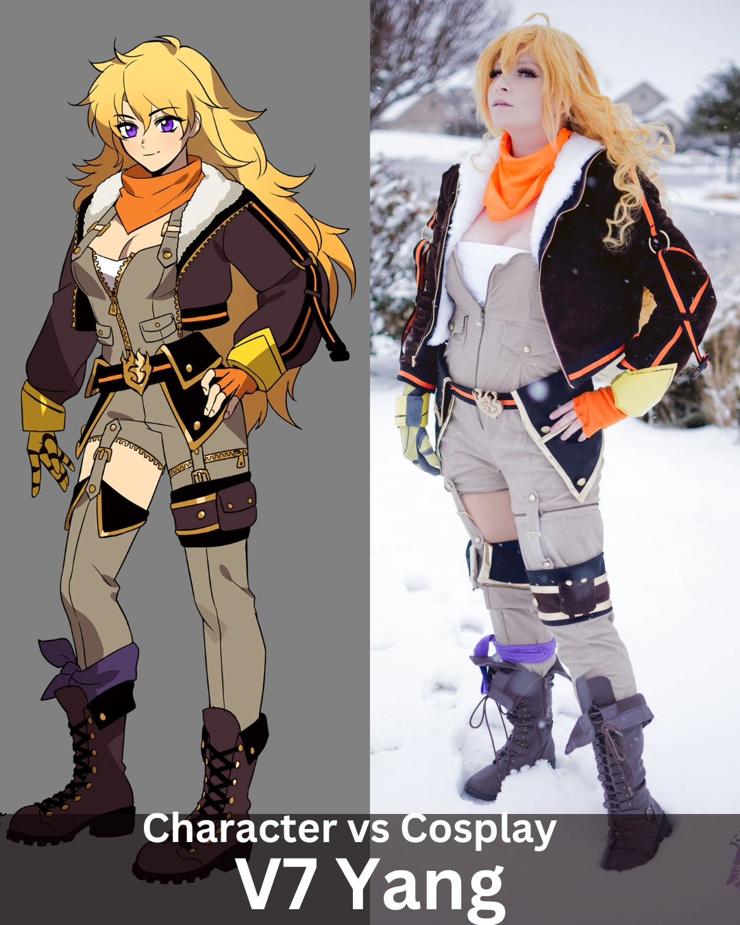 Next cosplay I made in my journey was V7 Yang! 

This was my panana project over 2020 so I took my time with this build. Making the pants actually into zip off shorts and all the pockets and pouches real. Also fully lined jacket! So happy this took home Best In Show at RTX 2023 (rip) 

I got to shoot her in the crazy snow we had in early 2021. 

Which of my Yangs is your favorite? 

#cosplay #cosplayer #yang #yangcosplay #yangxiaolongcosplay #yangxiaolong #rwby #rwbycosplay