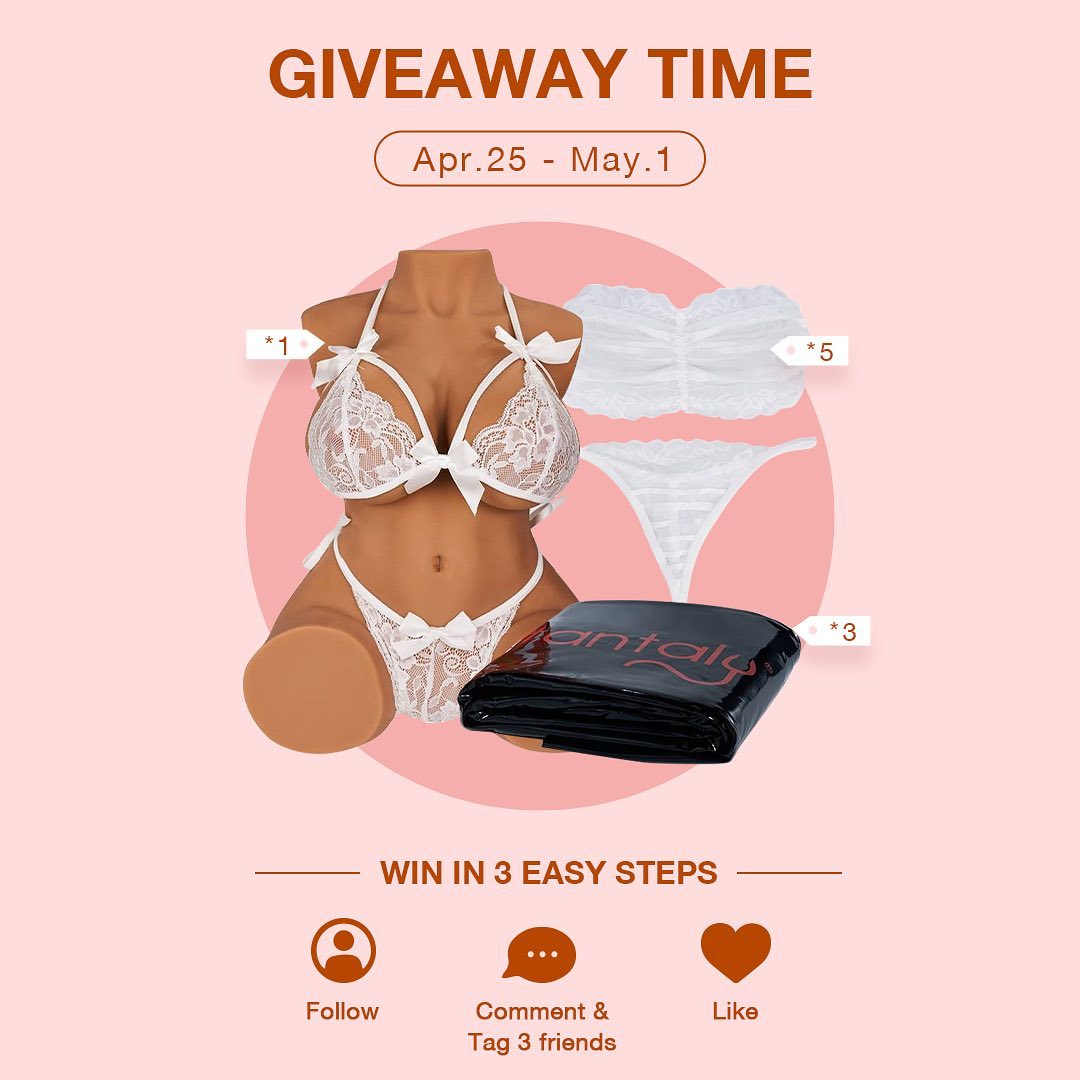 🎉Tantaly Couples Appreciation Month Giveaway!!!🔥🎊

In this month filled with love and romance, Tantaly has prepared a special  for you.💝 This time there are a wide variety of prizes to meet your various needs!🤩

💞How to enter:
1. Follow @tantalyglobal & @maryriderofficial 
2. Like this post
3. Tag 3 friends and leave your favorite prize in the comment

⏳Time: 
Apr.25th <0:00 am> - May.1st <23:59 pm> GMT-4

💫Platform: 
Only Instagram

🌸Area: 
Global(All areas that can be delivered by tantaly.us, tantaly.de, tantaly. uk, tantaly.ca can participate in the giveaway.)

🎁The Prizes:
①1 Britney for one winner
②3 PVC Sheets for three winners
③5 Tantaly Underwears for five winners 

🥂Winning Rules:
@tantalyglobal randomly selects the winner in the comment. The winner must follow the above rules and must provide a shipping address to which our sites can deliver.

⏰Redemption time:
May.1st <0:00 am> -May.4th <23:59 pm> GMT-4🍄Redemption method：The winner sends a shipping address to Tantaly.

🌟ATTENTION:
Freight shall be borne by Tantaly.

Happy Couples Appreciation Month.💏 Good luck to y’all~😘

#Tantaly #giveaway #giveawayalert #winner #prize #free #gift #love #instadaily #love