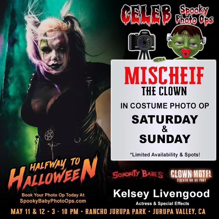 Come see me THIS weekend in riverside california!! at the halfway to halloween convention!! 
LIMITED TIME OFFER- buy a photo op of mine and get 2 free general admission tickets to the con!!!!
OR 
Tag 3 friends you would take with you to the show (im giving away 10 gen admission tickets!!!)

Get tickets at spookybabyphotoops.com

Make sure to send me your receipt so I can get your tickets to you

Statik Talent Agency LLC 
#actress #screamqueen #mischief #california #californiagirl #halfwaytohalloween #thisishalloween #photoop