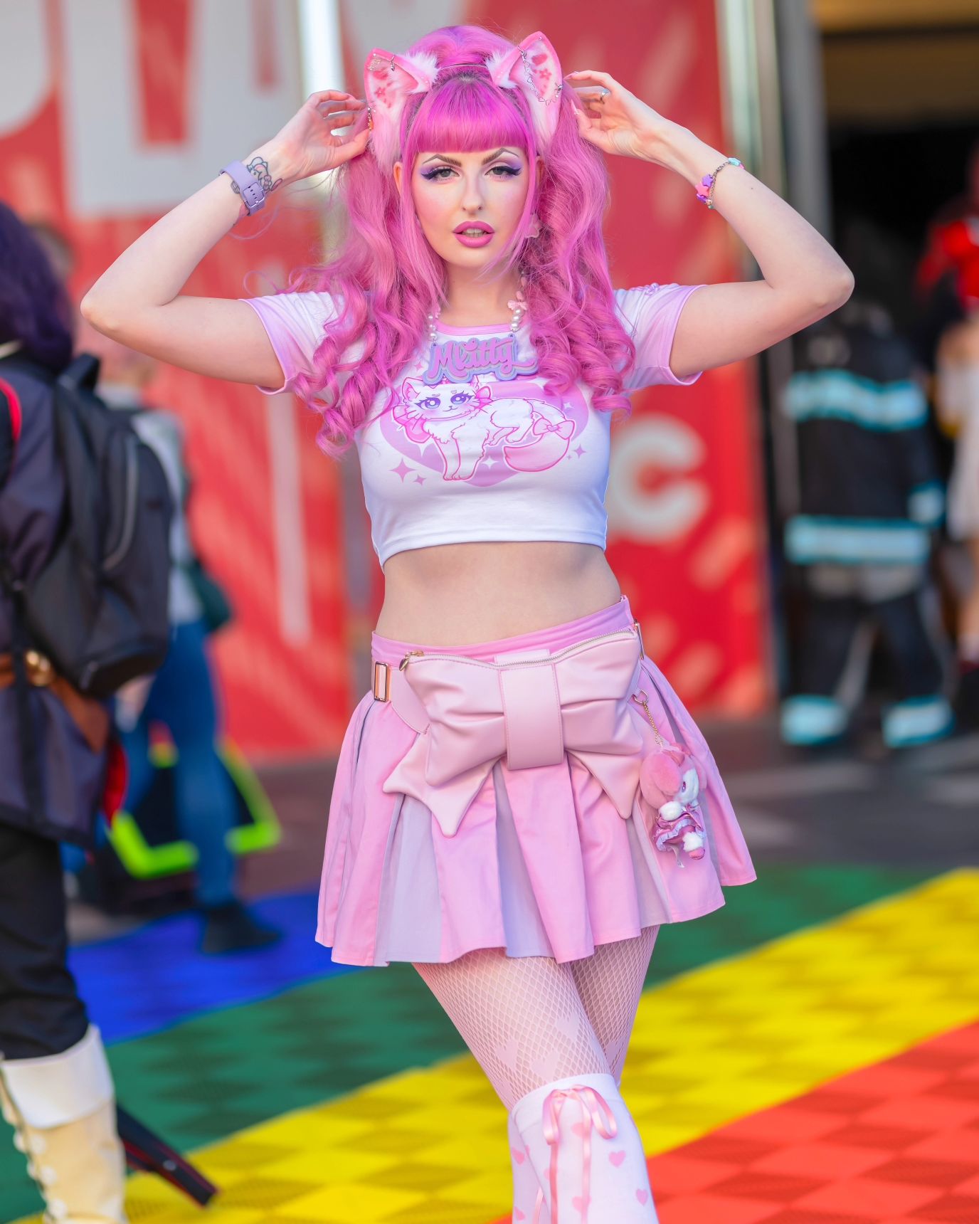 🩷🌸Mkitty has arrived!🌸🩷

Photography by @anuthomas 📸 

This is the look I wore on Saturday at @dreamhackau 
When I found out I got accepted as a creator I immediately started planning my looks for the weekend. I wanted to live my full kitty fantasy. 
There's some people I want to thank for making this look happen! 
Thank you to @rosenyanvt for taking the time for creating my new Mkitty cat artwork so I could make it front and centre on my shirt! I couldn't be happier with how it looks!!!
Thank you to Kat from @fracturedlace for 3D printing my Mkitty logo (made by @warmelon ) so I could turn it into the cutest necklace ever!
Thank you to @kittykitsune_ for whipping up my custom kitty ears right after she moved and had to set her studio up again. This pair of ears are my first ever pair so they will be forever treasured!
Thank you to my amazing hair dresser @killerlooks_by_amanda for always looking after my hair and making it the best pink fantasy you want to eat! And for making time to dye @christianpaulcreative hair pink too!
Thank you to @kawaiiaestheticsshop for sending me the most beautiful hand made kitty paw earrings! I wore them all weekend and better photos will come soon!

There are definitely more people I want to thank in my next post♥︎

#mkitty #Twitch #streamer #gamergirl #egirl #pinkhair #shopmyviolet #sugarthrillz #dollskill #blackmilkclothing #arcticfox #alternative