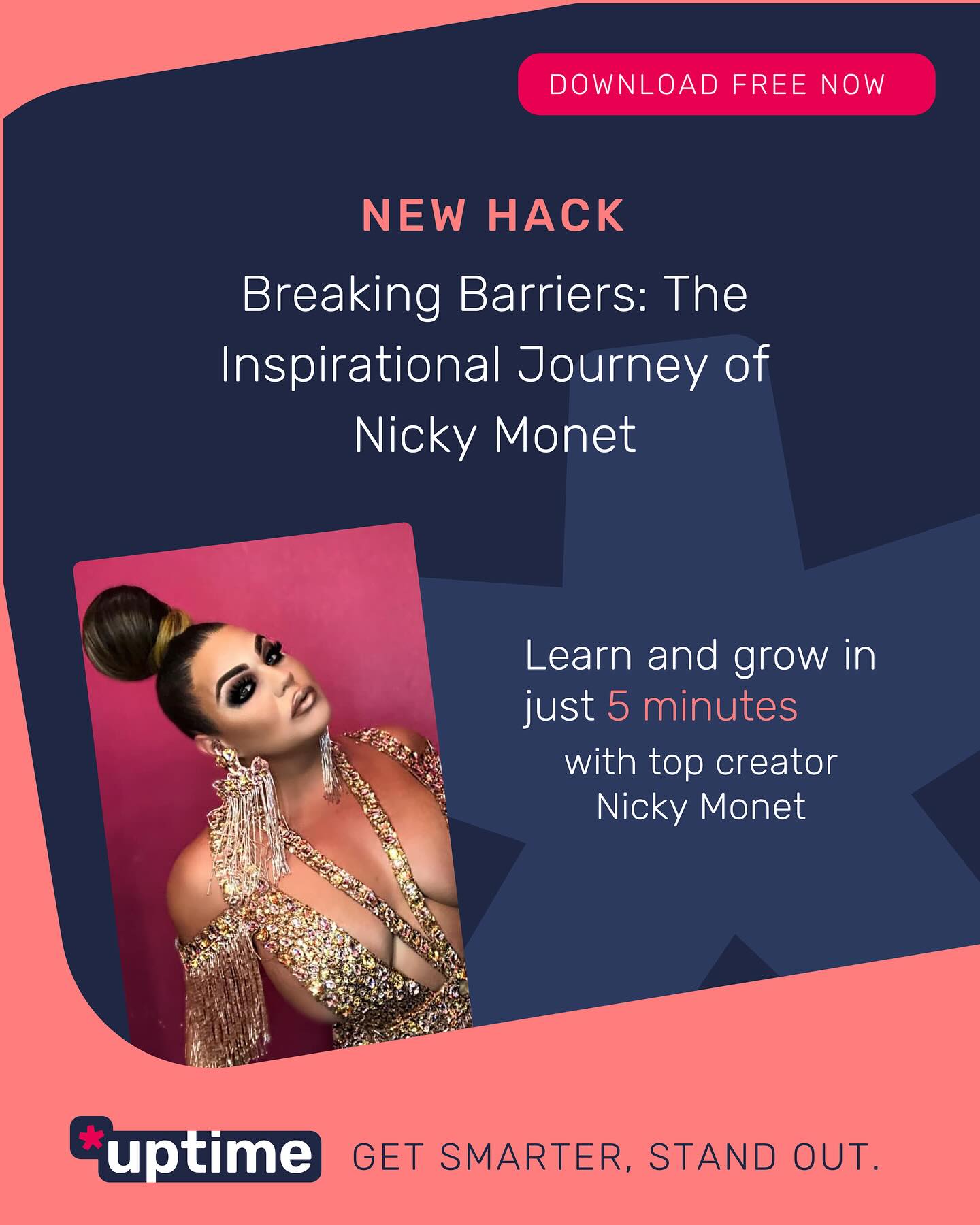 Ready to be inspired? 🌟 Dive into @nickymonet’s journey from dancer to celebrated drag queen and activist! In this Hack, discover how she’s spreading kindness and acceptance. 💖

Find more on the app. Link in Bio.

#Inspiration #KindnessMatters #NickyMonet #UptimeApp #NewHack