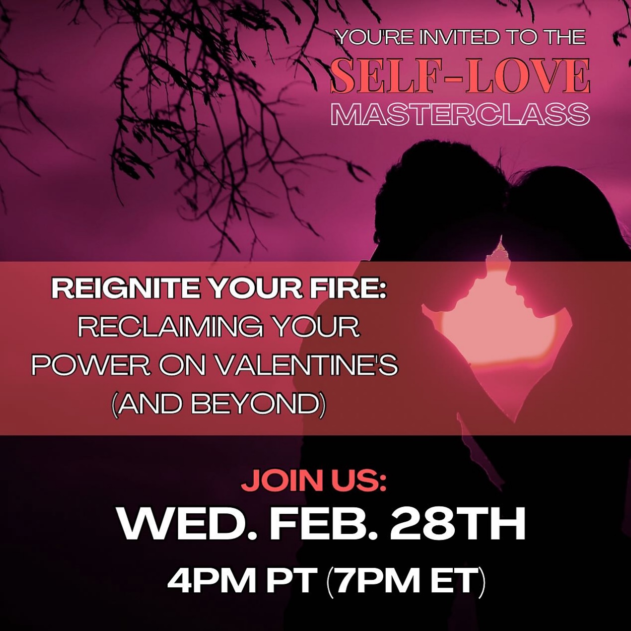 Feeling single during this month of love? Or maybe your relationship feels a little meh? * This one’s for YOU! Join certified Hypnotherapists AJ Yager & Samm Murphy for a Masterclass: Reignite Your Fire: Reclaiming Your Power on Valentine’s Day (and beyond)
Learn to unleash your inner rockstar, attract positive connections, and create epic Valentine’s Day memories no matter your relationship status. Register now in bio! #selfloverevolution #selfmastery #selflove #motivation
