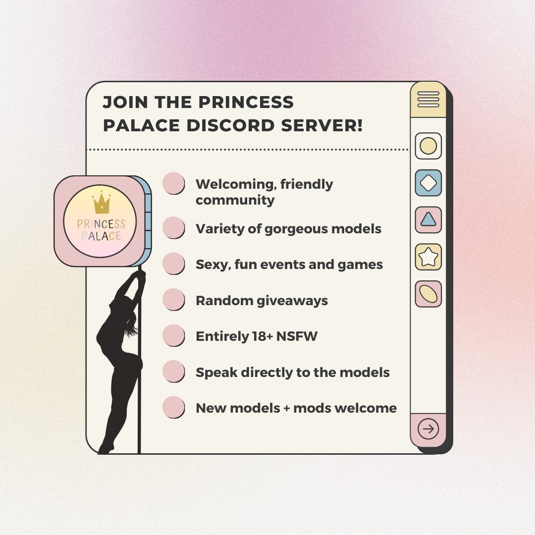 you can join here: https://discord.gg/eQHegsVdhw

we can't wait to meet you ;)

#discord #princess #model
