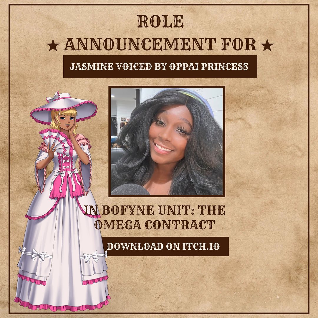 📣ROLE ANNOUNCEMENT📣⬅️Swipe left ⬅️ 
I can finally say that I’m voicing the villain Jasmine in the RPG Bofyne Unit by @regetas_conadventures 🥹This is my first villain role, Thanks for bringing me on! The demo is out now🎮

#indiegame #queer #voiceover #voiceactor #voice #funny #reaction #viral #viralreels #explorepage #memes #voiceacting #actress #acting #indiegamedev #gamedevelopment #rpg #turnbased #blackactors #blackactress #pgm #vgm #videogames #twitch #gamers