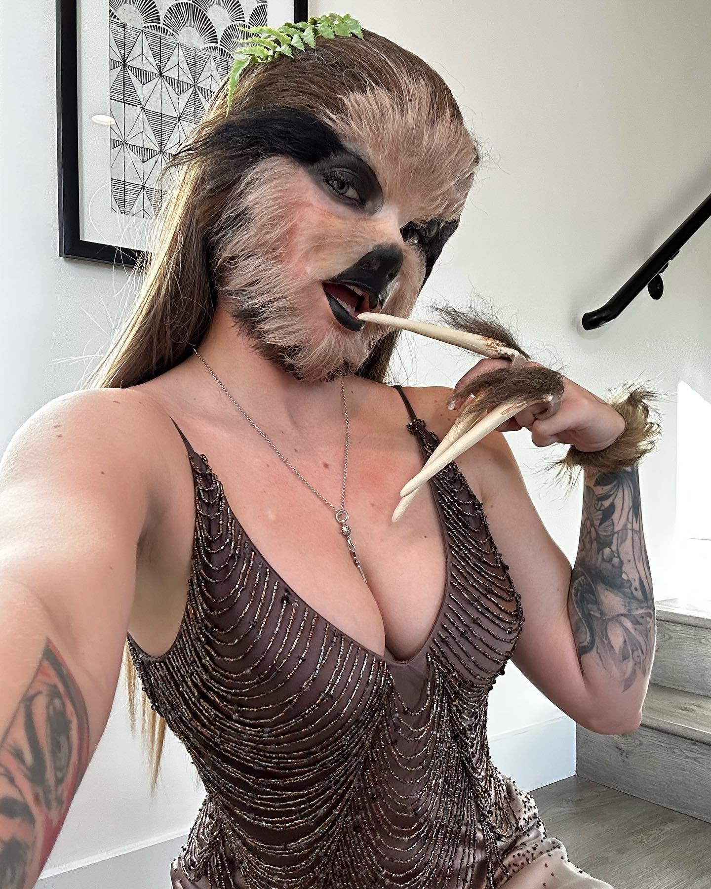 WOULD YOU STILL LOVE ME IF I WAS A SLOTH? 🤨 
Raised money for the rainforest and looked sexy while doing it. Thank you to @sophialafrazia for going so hard on these prosthetics 🦥❤️