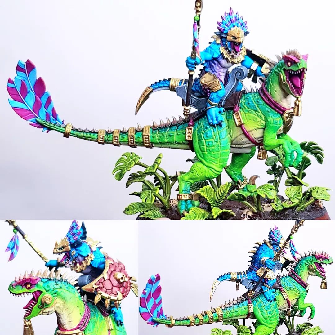 I'm never going to be able to replicate this masterpiece.....and I have 5 more to do....💀 

Maybe I'll paint them different like JP blue, Charlie, echo and delta! 

#seraphon #sauruswarriors #warhammercommunity #paintingwarhammer #lizardmen #oldworld #celestial #ageofsigmar #aggradonlancers #aztec