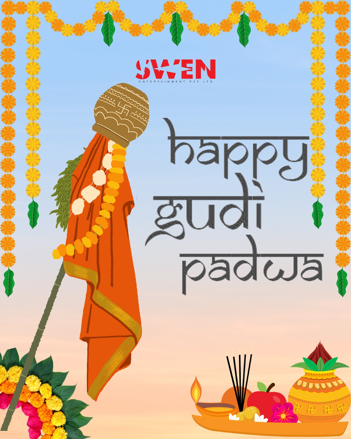 This Gudi Padwa, may you be blessed with good news, togetherness of your loved ones and good fortune. ✨ Happy Gudi Padwa to you and your family! ❤️ 

Follow @swenentertainment for more! 

___

#gudipadwa #mumbai #gudipadwaspecial #ugadi #festival #maharashtra #marathi #maharashtrian #newyear #happygudipadwa #rangoli #ig #mh #marathiculture #india #marathinewyear #pune #gudi #indianfestival #instagram #marathitradition #indianfestivals #happygudipadwa
