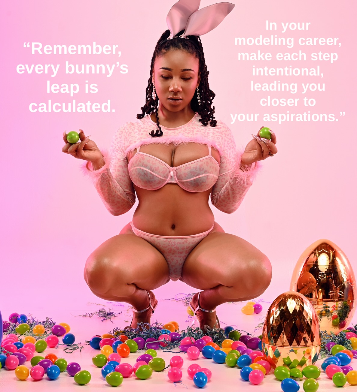 “In the world of modeling, be like the bunny – adaptable, swift, and always moving gracefully towards your goals, no matter the terrain.”

I wanted to drop some words of wisdom to inspiring content creators out there. Hope this helps. 

#easter #inspiration #inspirationalquotes #thicc #thiccmemes #thickthighssavelives #thick #thickwomen #blackmodels #dmvmodels
