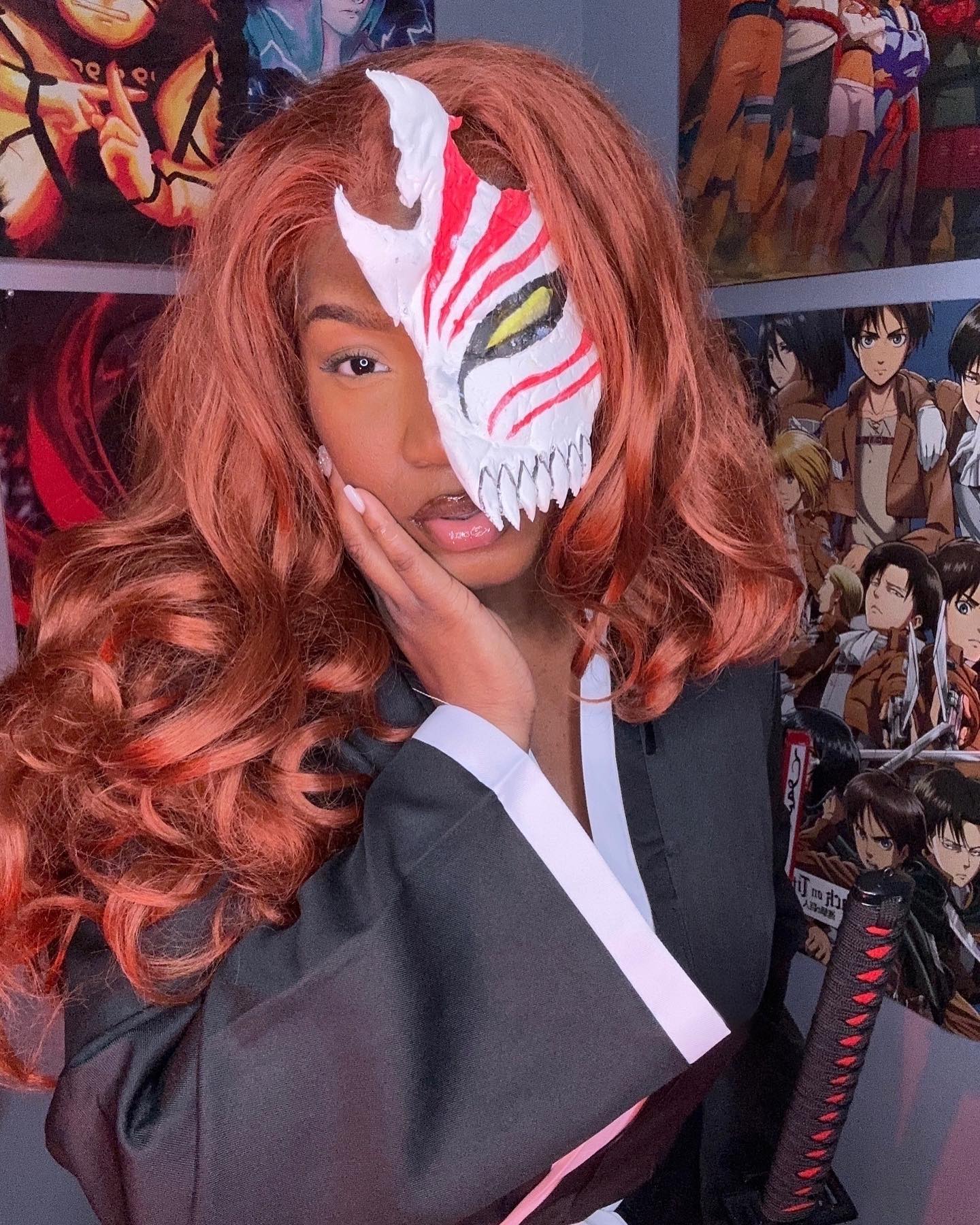Yessir it’s ichigo!!
_________________
I ordered this for bleach’s return and I clearly missed the mark however it’s still a great cosplay. 

Big ups to me for making this hollow mask yes, yes thank you I worked very hard on it and as for the front? I’m okay with hotgirl ichigo if you are😂 

overall this went a lot easier than I thought  especially since I was sick and I’m the biggest baby when I’m under the weather but we persevered! So Hazzah and all that good stuff. 10/10 I hope you guys like it and Also WE MADE IT TO 16k!! YUH!!!! I love you guys!! Thank you you for always being you and for supporting me being me! Enjoy your tuesday and drink your water!!💖
.
.
.
#ichigo #bleach #hollow #anime #cosplay #blackcosplayer #blerd #animegirl ##animeedits #beyourself