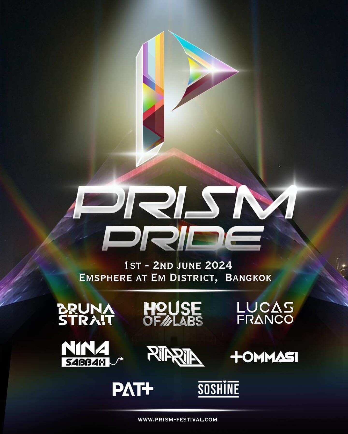 🇹🇭 PRISM PRIDE 2024 

Come join us for PRISM Festival this June 1st and 2nd. I’ll be seeing you guys again in BKK!! Let’s enjoy two hot nights together and get the pride month started!! 

Scan my QR code to get 10% discount on your tickets!
สามารถรับส่วนลด 10% ด้วย QR code ของฉันค่ะ!
私のQRコードを利用すれば10%割引されます！
掃瞄QR code購票立即享票價9折優惠！
제 포스터에 있는 QR코드로 티켓을 구매하시면 10% 할인을 받으 실 수 있습니다！

6/1-6/2 我們曼谷Gay Pride見！（跟今年潑水GC同一個場地）

Can’t wait to see you guys!! 🩶🙌🏾